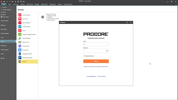 Leica Infinity Procore services